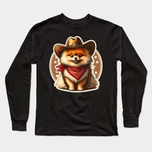 Pomeranian Cowboy Long Sleeve T-Shirt